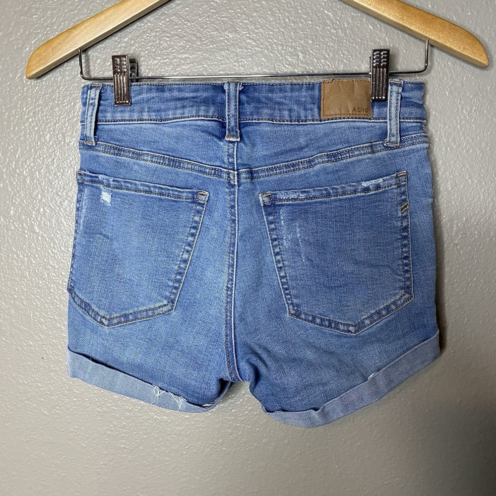 Aero High Rise Jean Shorts Midi 3" Inseam‎ Denim Short Women's Size 6